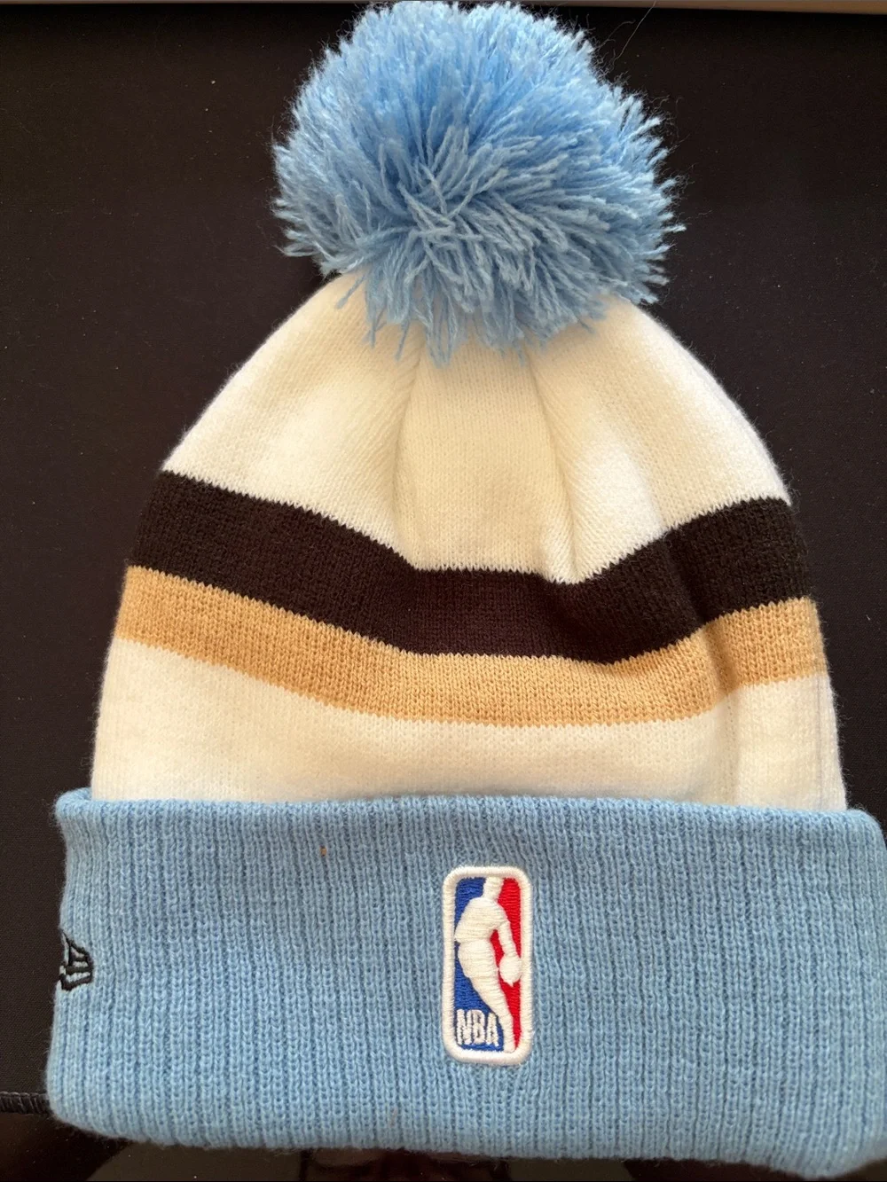 New Era Hawks Kids Pom Beanie - Light Blue, Cream, Brown, Tan
